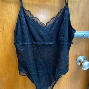 Black lace body suit